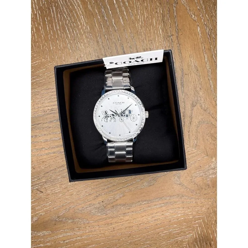 Coach Women’s Stainless Steel Watch Silver Dial Bracelet New With Box